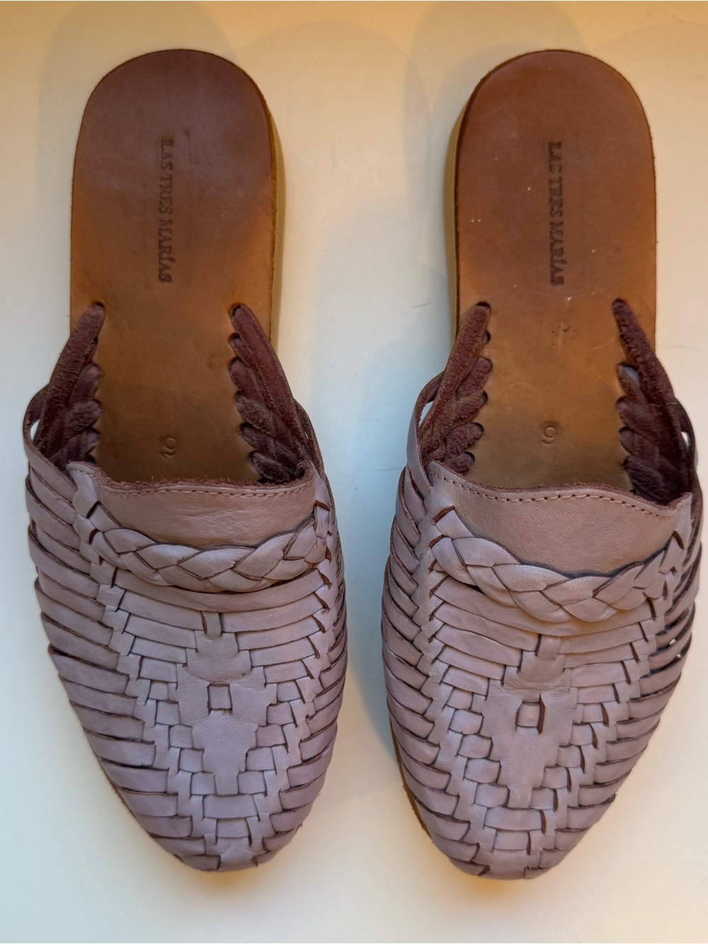 Mauve / Purple Leather Woven Mules